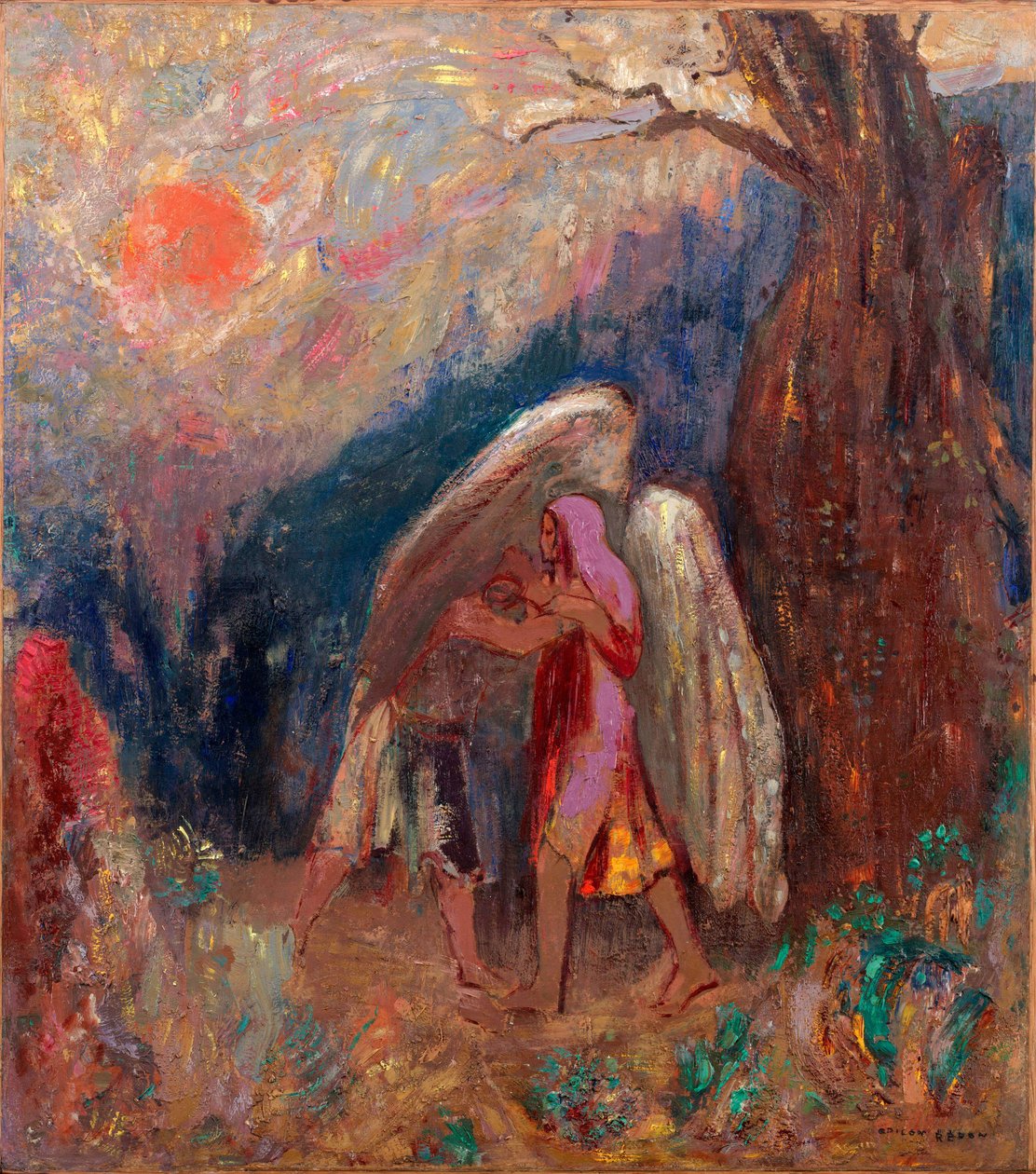 Jakob och ängeln. Målning av Odilon Redon (1840-1916), olja på duk, ca 1907. Fransk konst, 1900-tal, symbolik. Museum of Modern Art, New York (USA). av Odilon Redon
