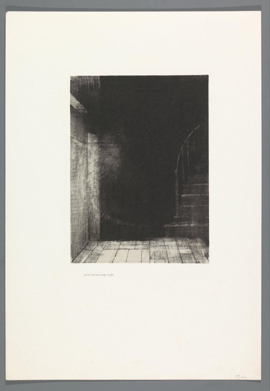 Je vis une lueur large et pale La Maison Hautée, 6 litografier omslagstitelsidan Het Haunted House, La Maison Hantée, illustrationer med text av Bulwer-Lytton, översatt till franska av René Philipon, (serietitel) av Odilon Redon