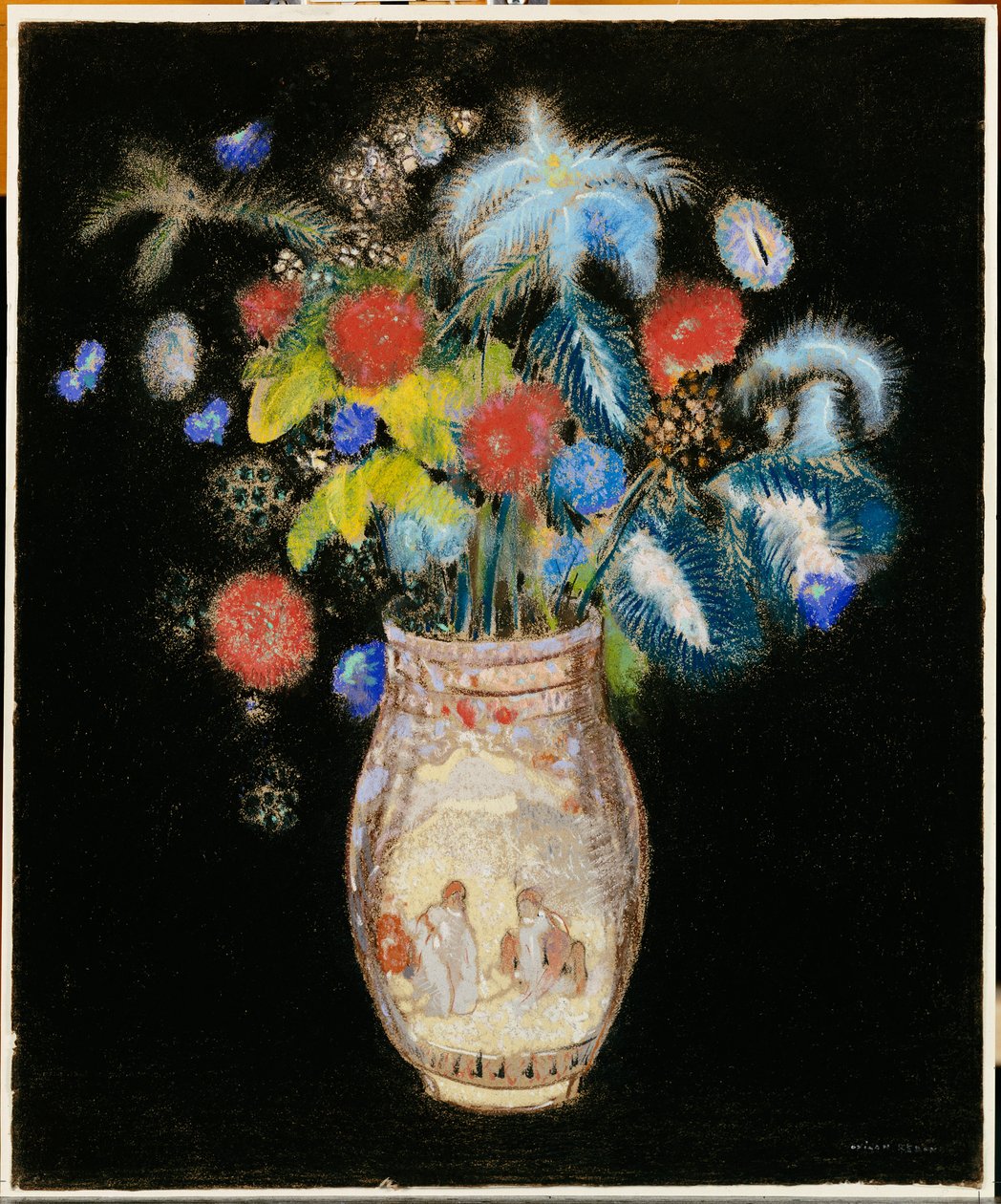 Stor bukett på en svart bakgrund, c.1910 av Odilon Redon