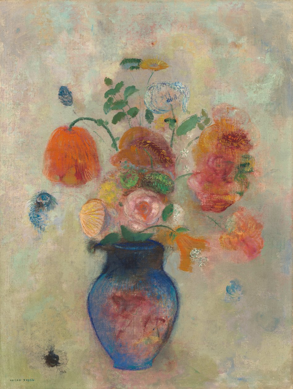 Stor vas med blommor, ca 1912 (olja på duk) av Odilon Redon