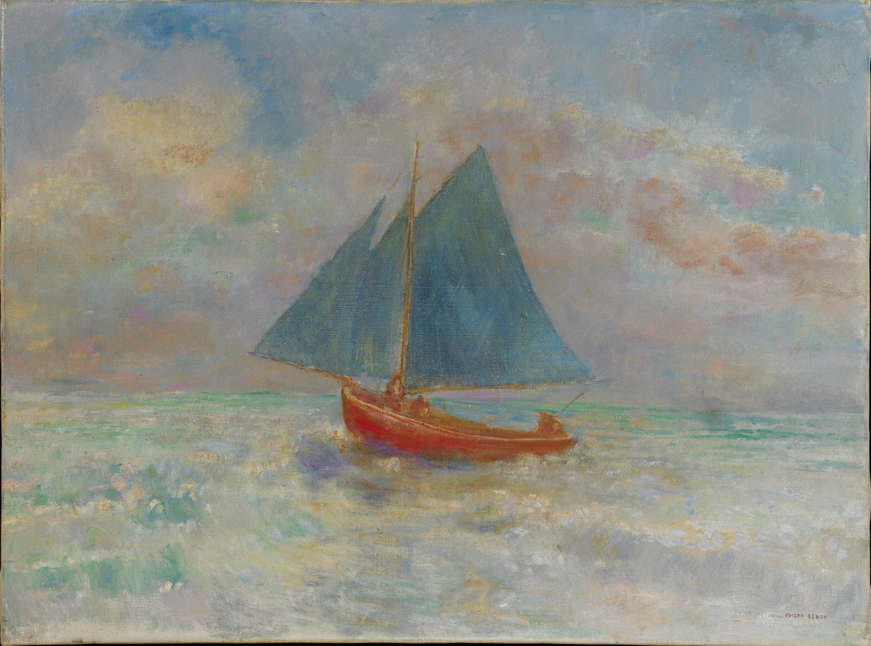 Le Bateau rouge Den röda båten, ca. 1910. av Odilon Redon