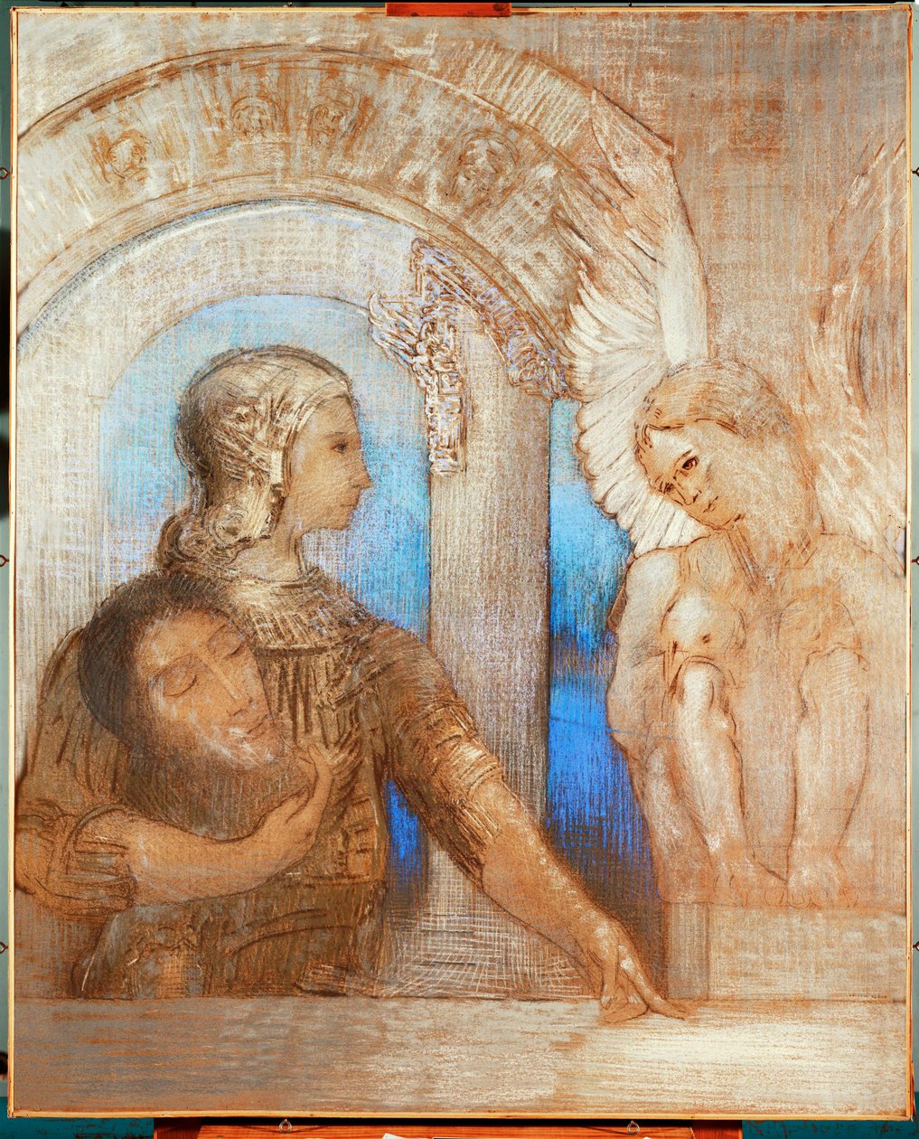 Den mystiske riddaren (olja på duk) av Odilon Redon