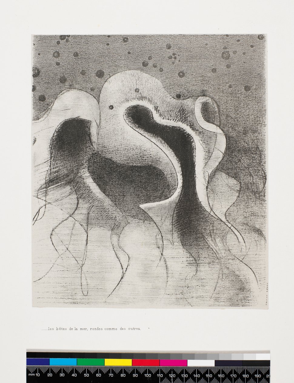 Havets odjur runt som vinskinn, 1896 av Odilon Redon