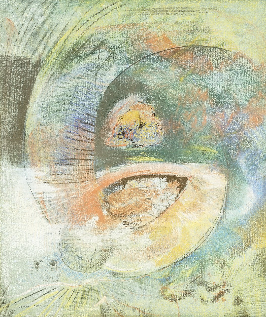 Monsterubåt; Undervattensmonster, ca 1900 av Odilon Redon