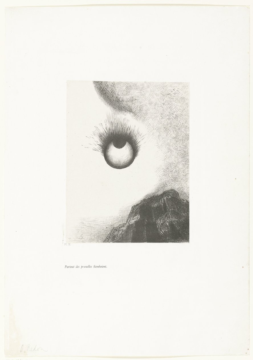 Flammande ögon överallt Partout des prunelles flamboient (titel på objekt) Tentation de Saint-Antoine (1) (serietitel) Temptation of Saint Anthony (serietitel) av Odilon Redon