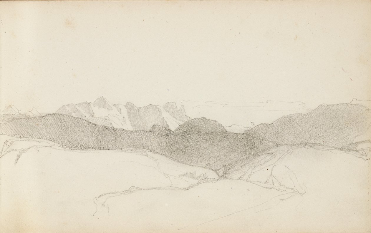 Sida från en skissbok, "Baskien", 1862-63 av Odilon Redon