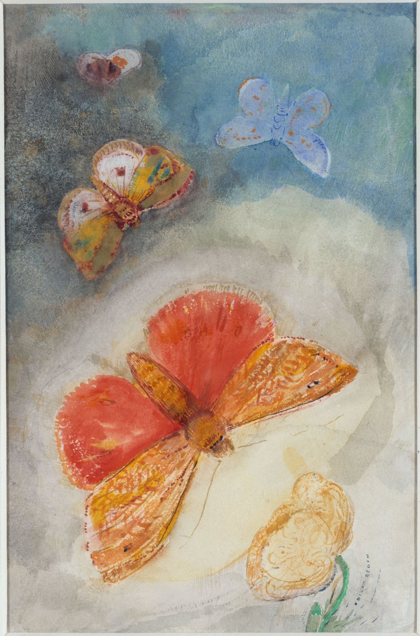 Fjärilar och blomma av Odilon Redon