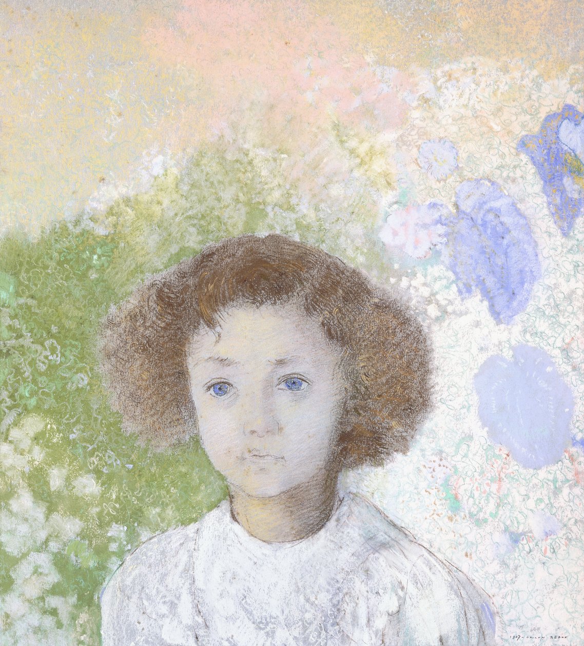 Porträtt av Genevieve de Gonet som barn, 1907 av Odilon Redon