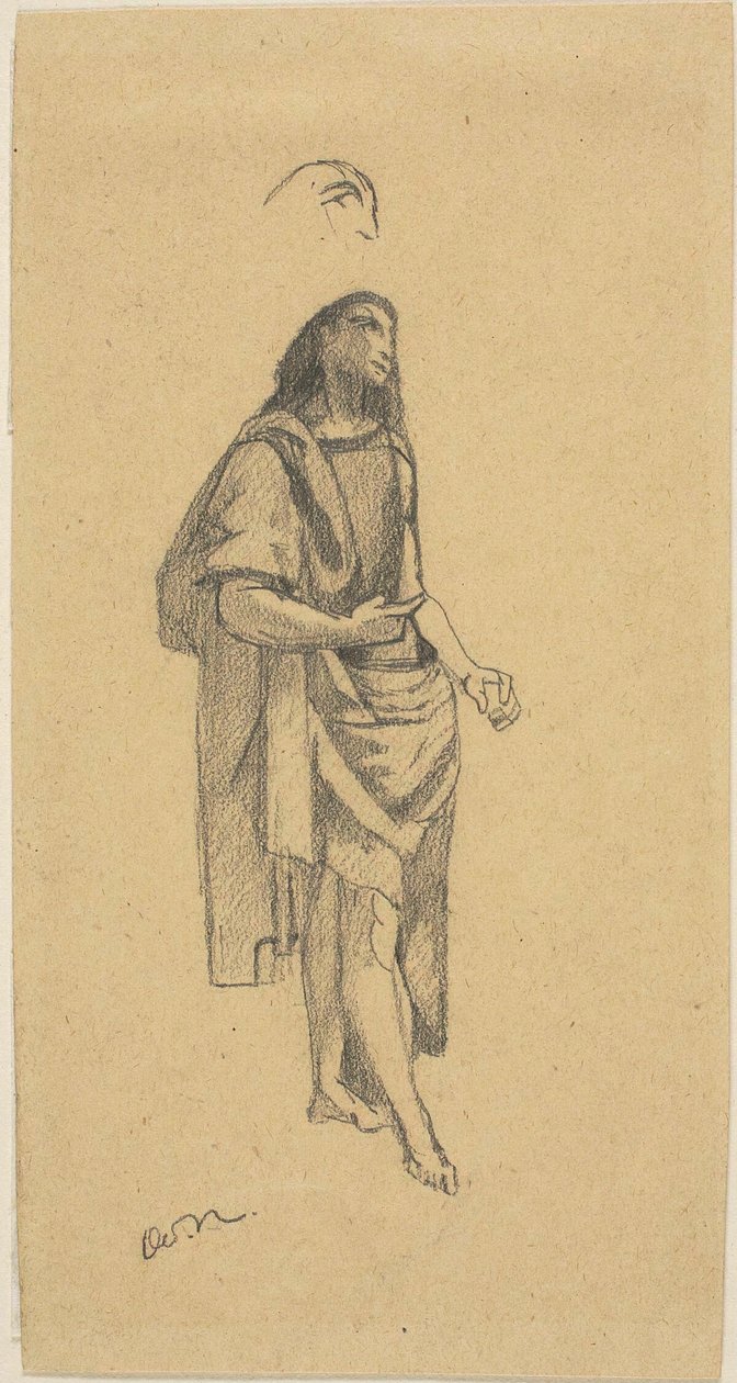 Sankt Johannes Döparen, med skiss av huvud av Odilon Redon
