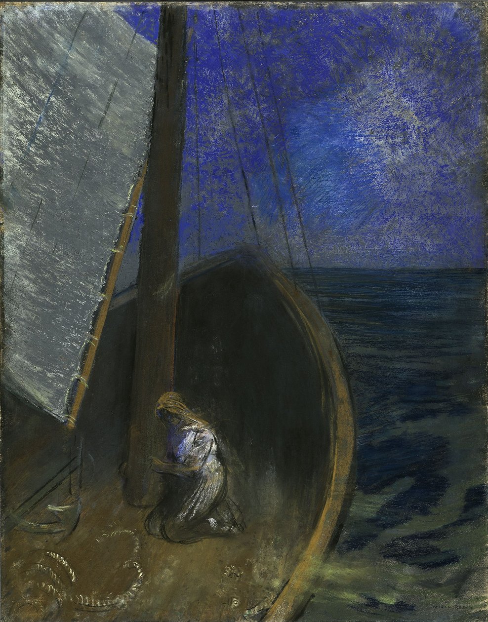 Helig kvinna i en båt av Odilon Redon