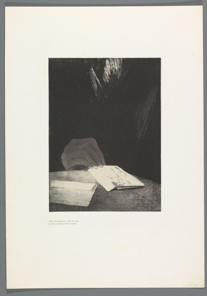 På alla sätt var det en hand av kött och blod som min The High House, 6 lithos omslag titelblad Het Spookhuis, The Haunted House, illustrationer av Bulwer-Lyttons text, i den franska översättningen av René Philipon, (serietitel) av Odilon Redon