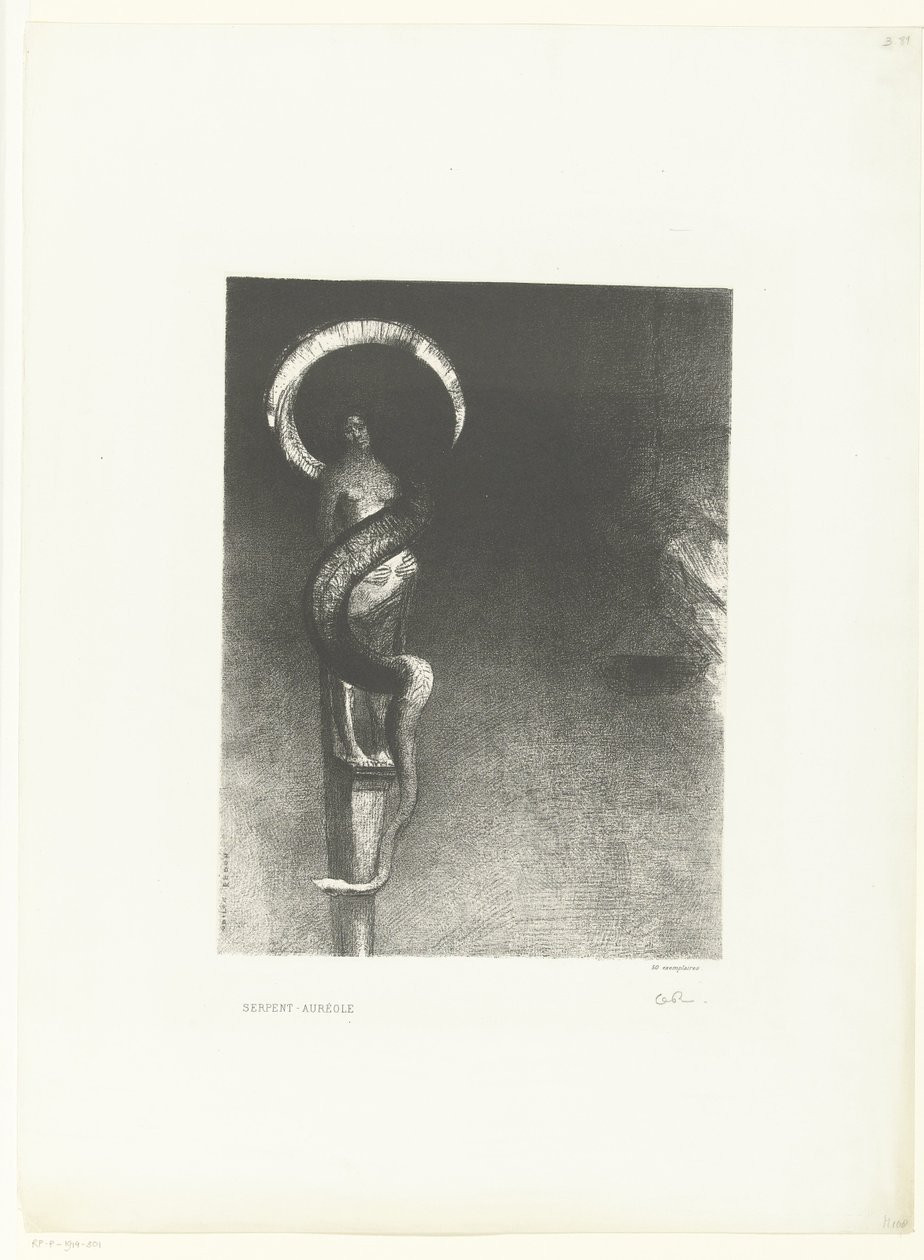 Slangenaureool Serpent-Aureole (titel på objekt) av Odilon Redon