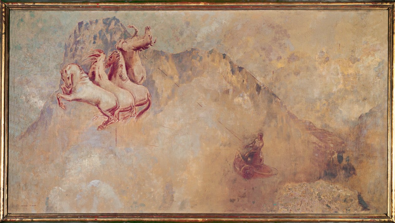 Sun-chariot (olja på duk) av Odilon Redon