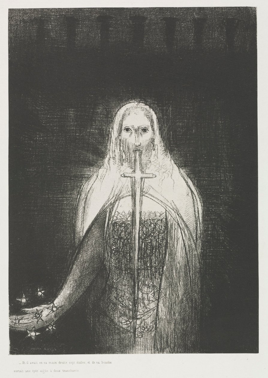The Apocalypse of Saint John: Och han hade i sin högra hand sju stjärnor..., 1899. av Odilon Redon