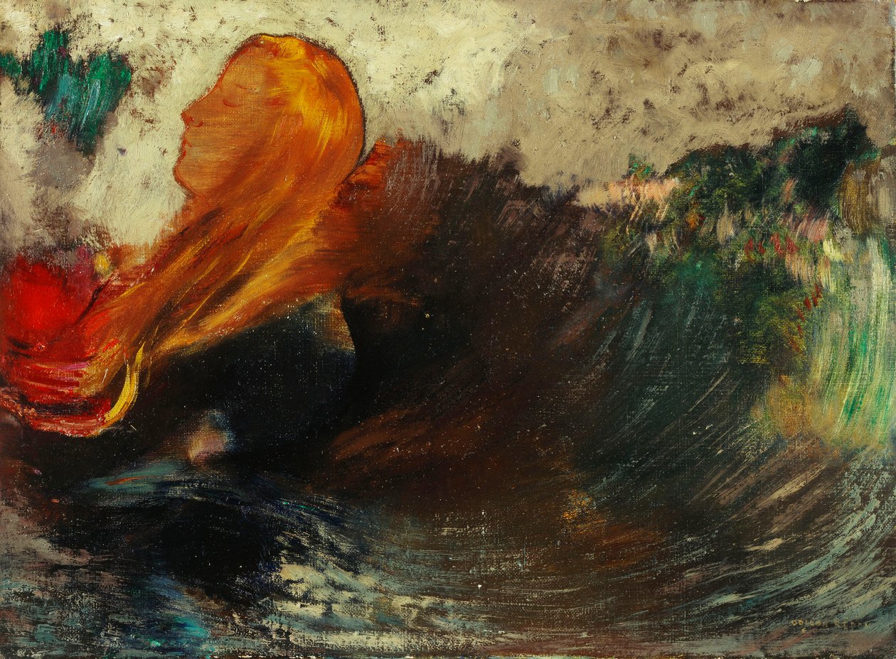 Ofelias död; La Mort d"Ophelie, av Odilon Redon
