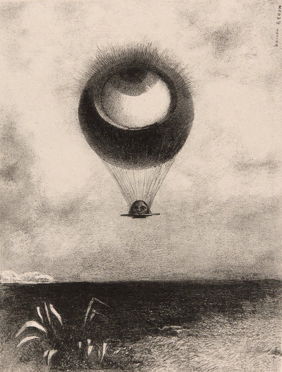 The Eye, Like a Strange Balloon Moves Towards Infinity, tallrik ett från To Edgar Poe av Odilon Redon