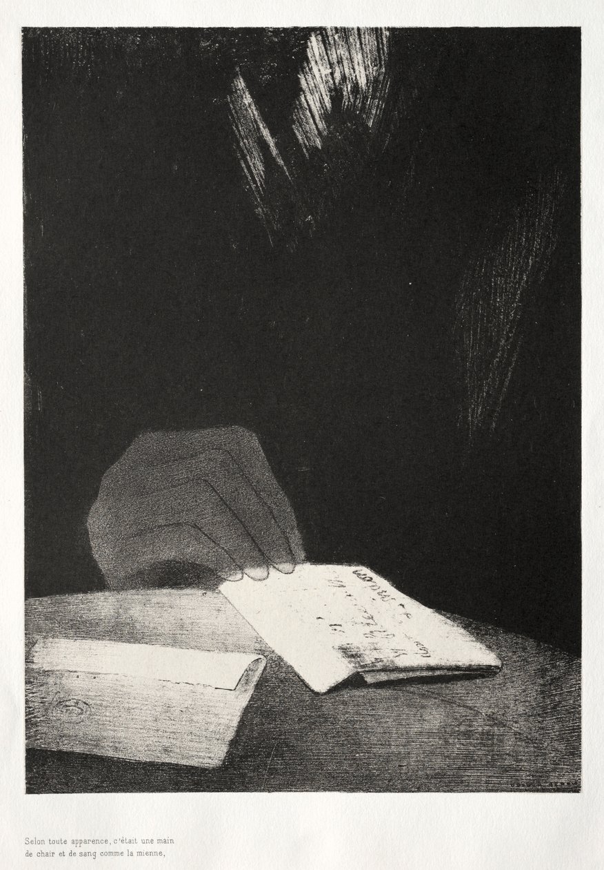 The Haunted House: It Was a Hand, seemingly as much of Flesh and Blood as My Own, 1896. av Odilon Redon