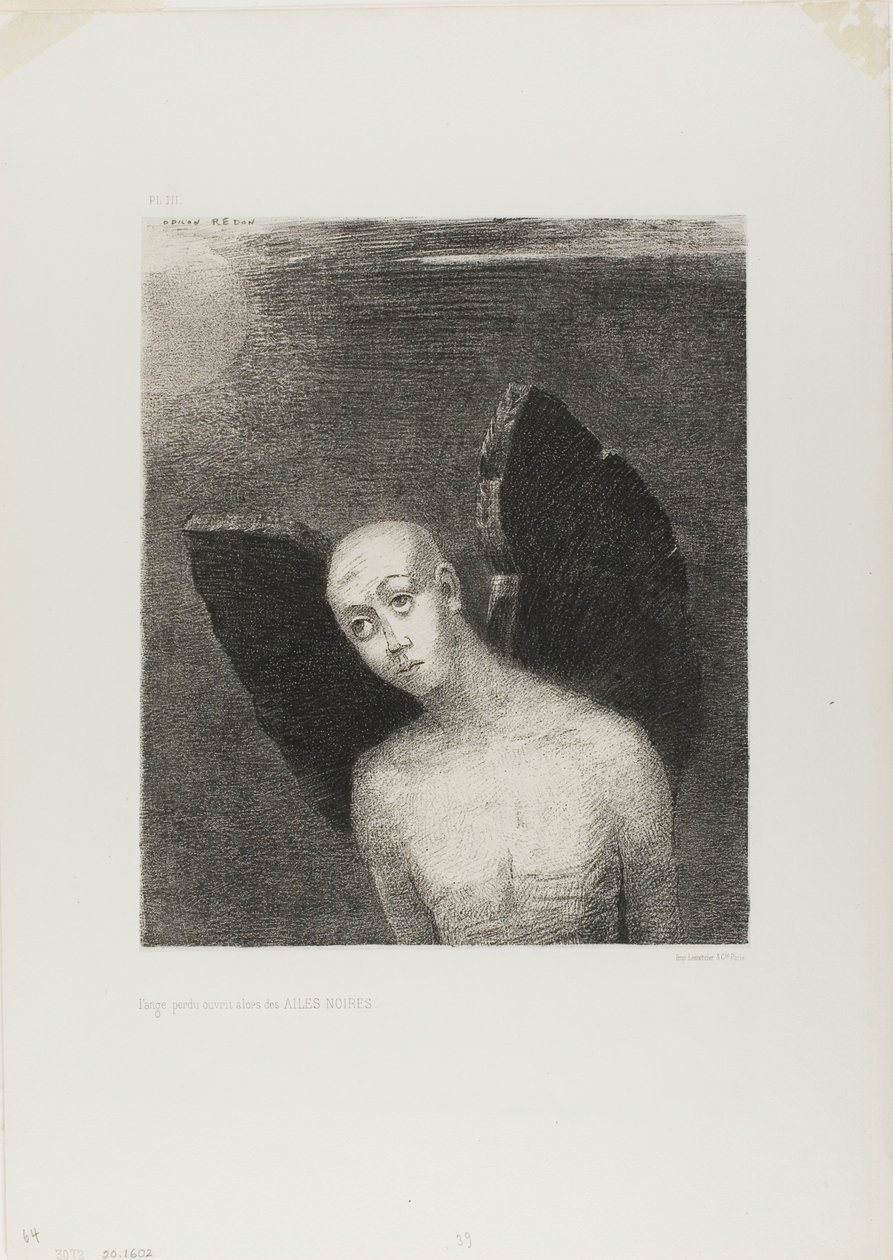Den förlorade ängeln öppnade sedan Black Wings, från Night av Odilon Redon