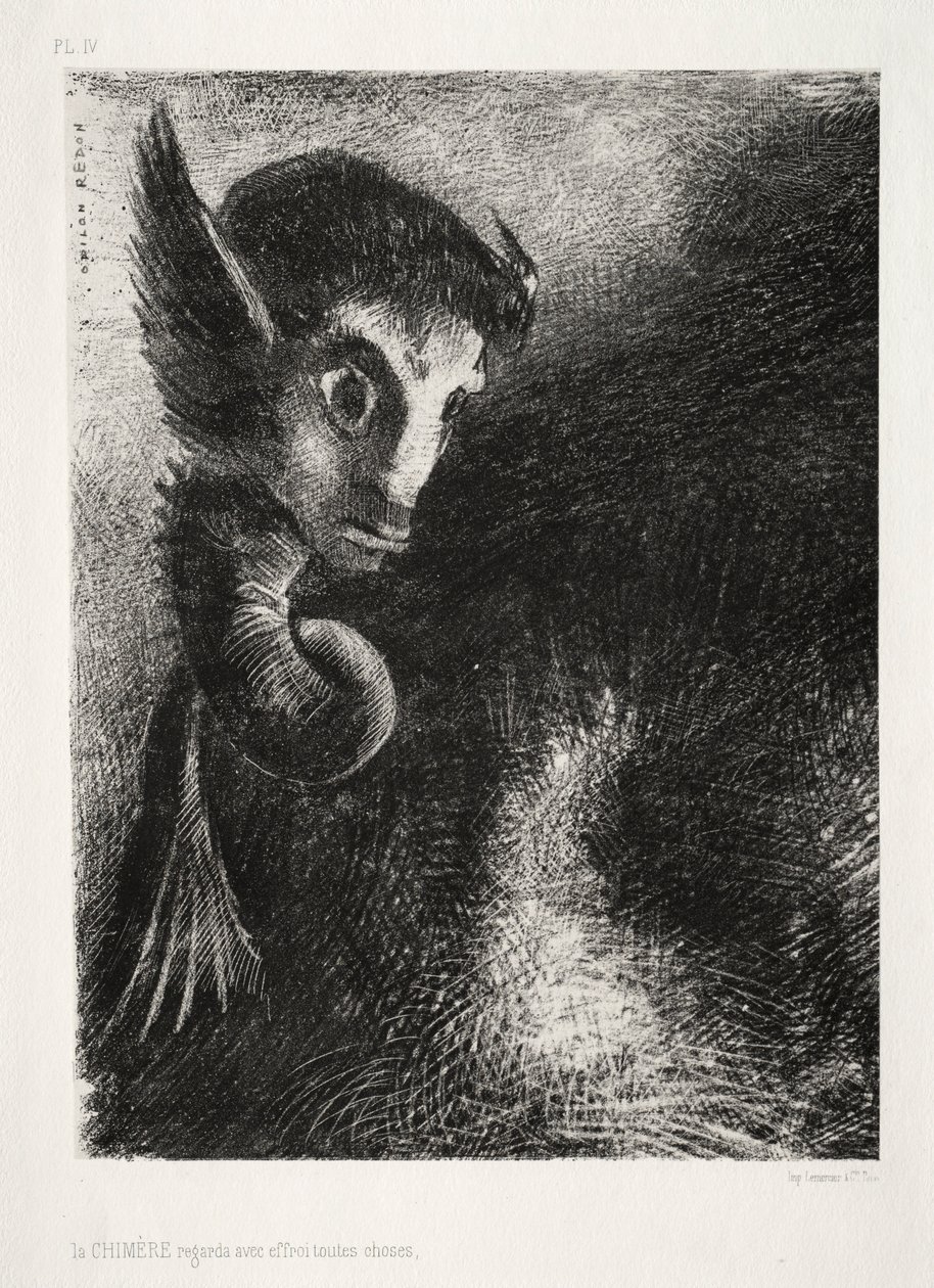 The Night: The Chimera Gazed at All Things with Fear, 1886. av Odilon Redon
