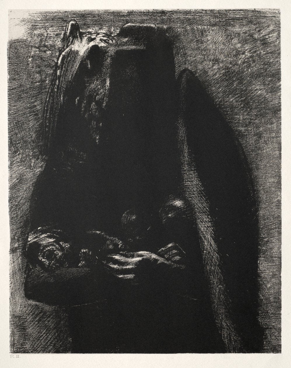 The Temptation of Saint Anthony First Series: It Is the Devil, Bearing Beneath His Two Wings, 1888. av Odilon Redon