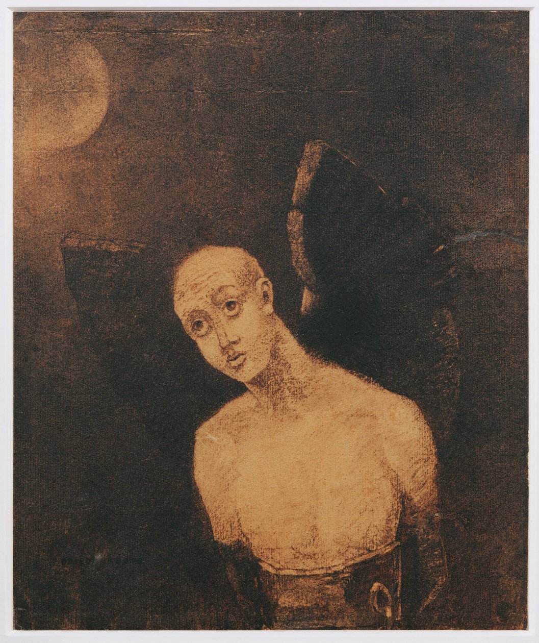 Den fallna ängeln (kol på papper) av Odilon Redon