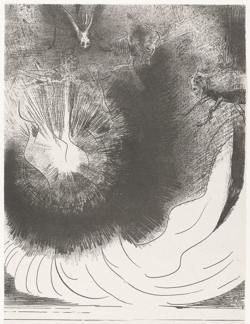 Ut de himmel viel en stor ster och en stor stjärna föll från himlen och brann som en fackla (titel på objektet) Apocalypse of Saint John (serietitel) Openbaring van Johannes (serietitel) av Odilon Redon