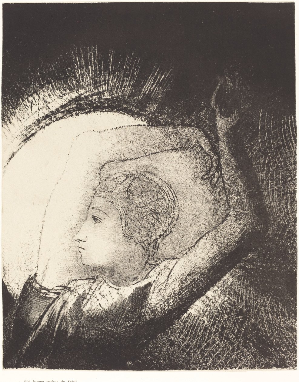 En kvinna klädd med solen av Odilon Redon