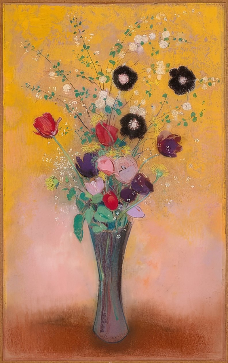 Vas med blommor. 1916 av Odilon Redon