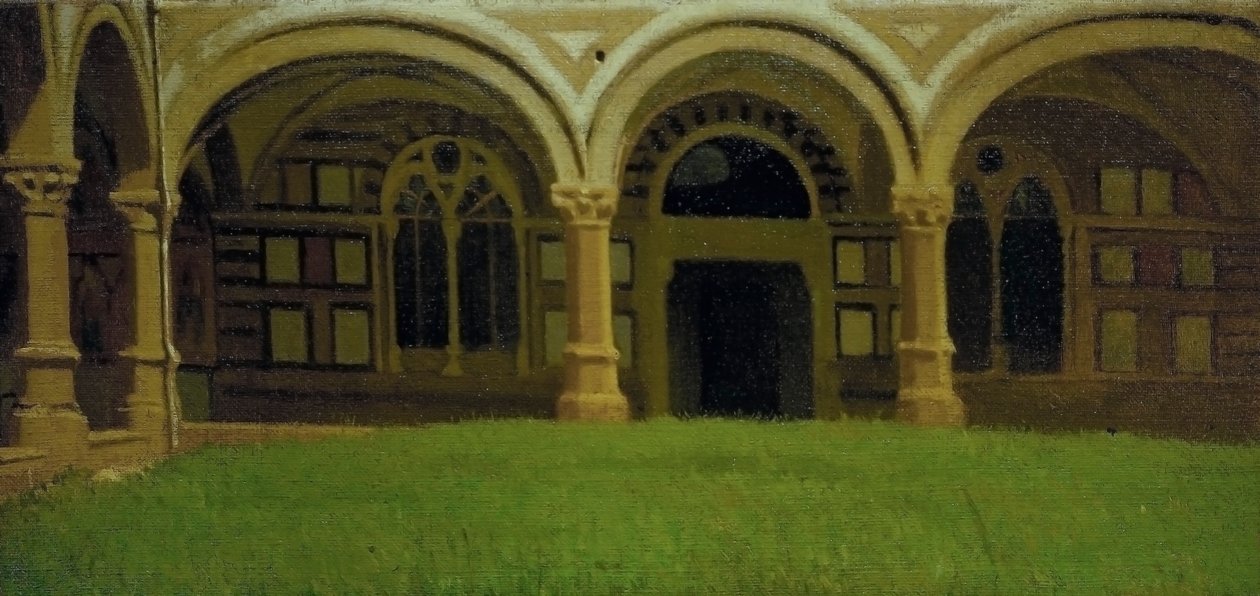 Antikt florentinskt kloster, ca 1864-65 (olja på duk) av Odoardo Borrani