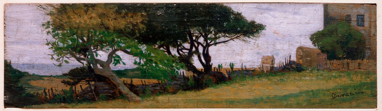 Landskap nära Castiglioncello, Italien (olja på duk av Odoardo Borrani