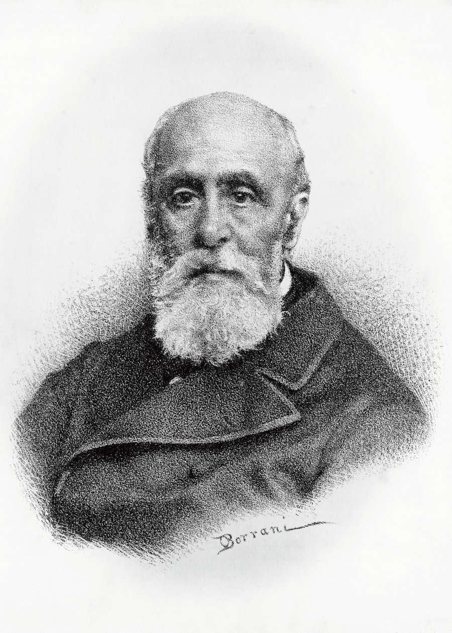 Porträtt av Giovanni Ruffini (1807-1881), italiensk poet och patriot, litografi efter teckning av Odoardo Borrani (1833-1905) av Odoardo Borrani