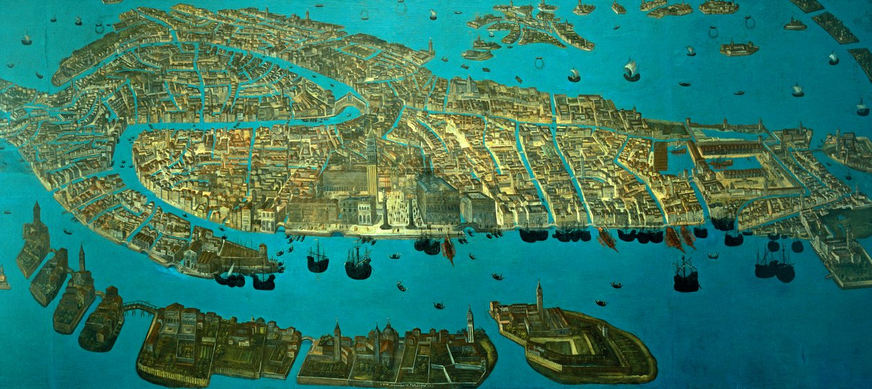 Plan över Venedig (akvarell på papper) av Odoardo Fialetti