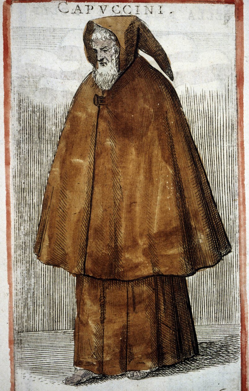 Religiös ordning: Kapuciner. 1500-talsgravyr. av Odoardo Fialetti