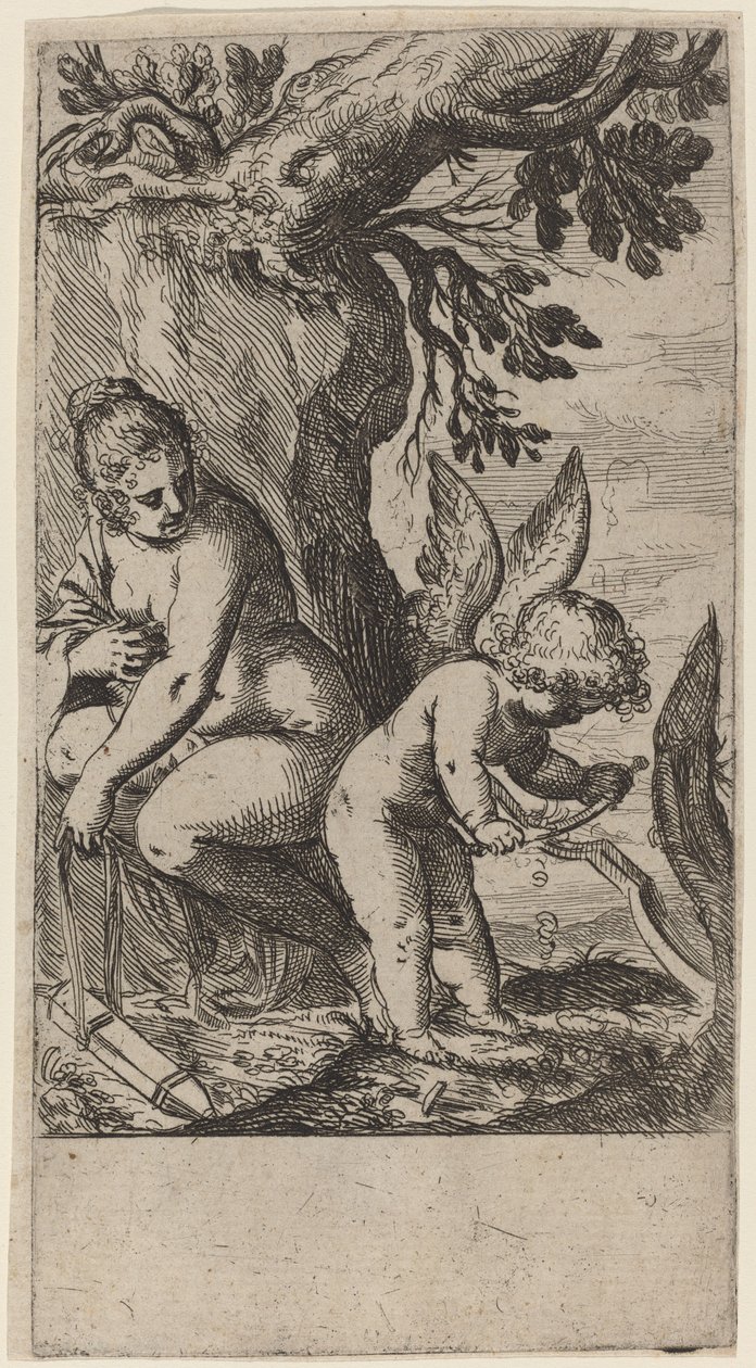 Venus med Amor som slår sin pilbåge av Odoardo Fialetti