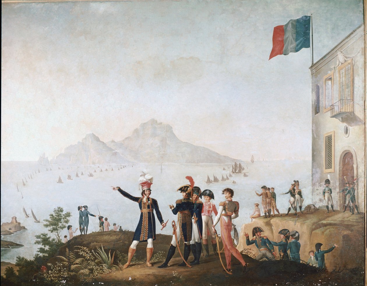 Kungen av Neapel beordrar intagandet av staden i augusti 1808 och deltar i den från Massa Lubrense av Odoardo Fischetti