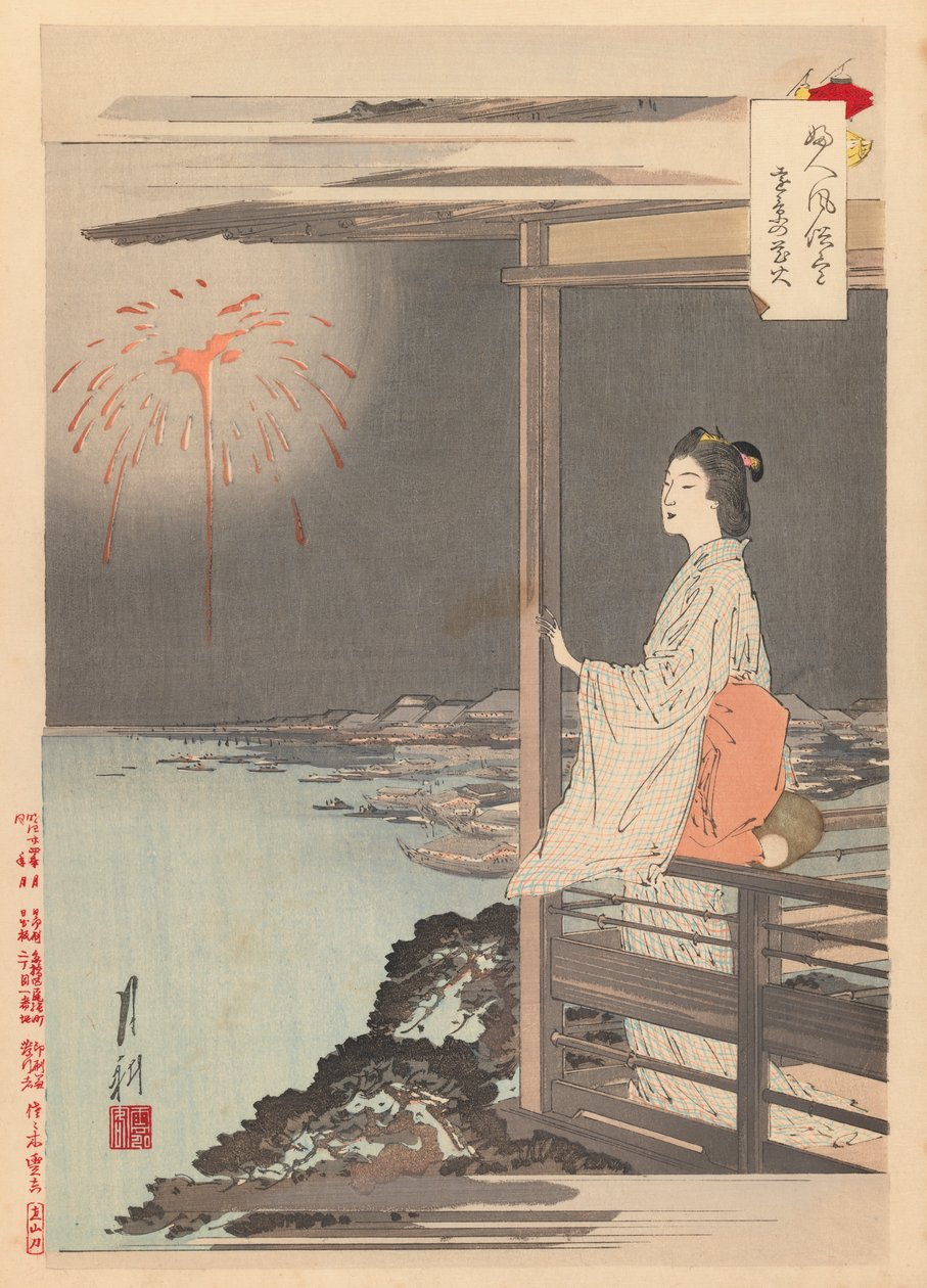 Tryck från serien Womans Customs and Manners, 1891-92 (träblockstryck) av Ogata Gekko