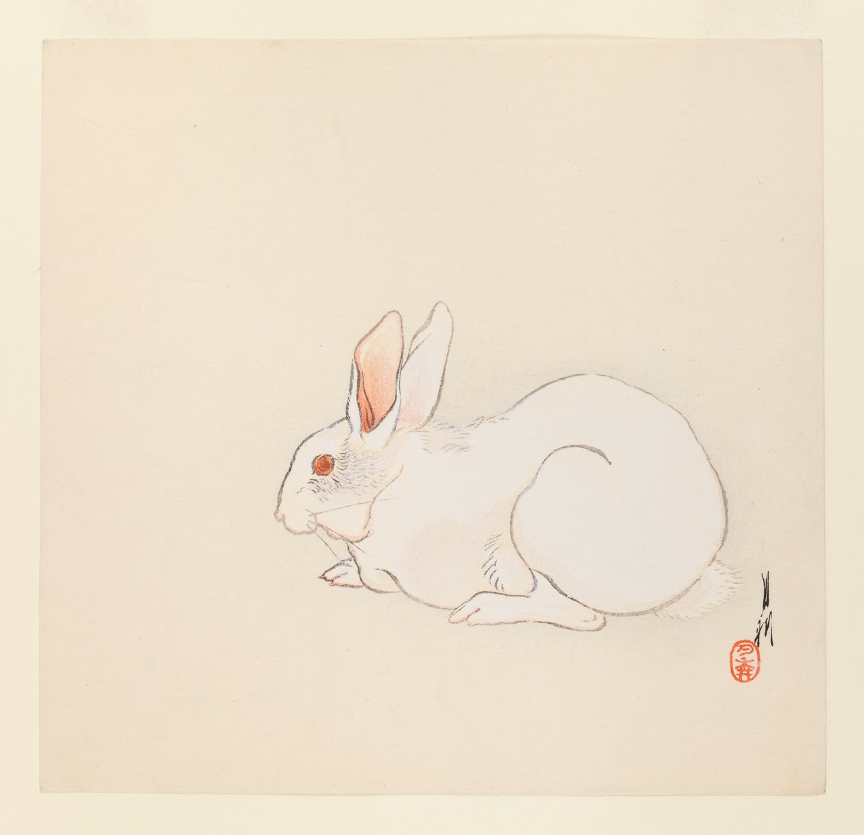 White Rabbit, ca 1890-1910 (träblock i färg) av Ogata Gekko