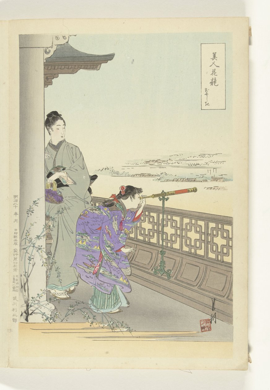 Kikaren Jämförelser mellan skönheter och blommor (serietitel) Bijin hana kurabe (serietitel på objekt) av Ogata Gekko
