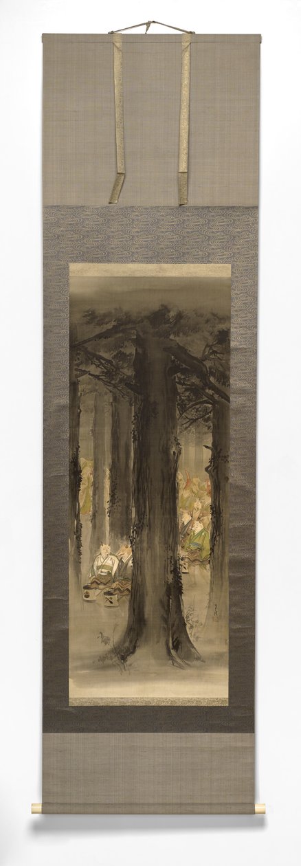 Kitsune No Yomeiri [Rävens bröllop], sent 1800-tidigt 1900-tal (bläck på silkepapper med elfenbensrulle) av Ogata Gekko
