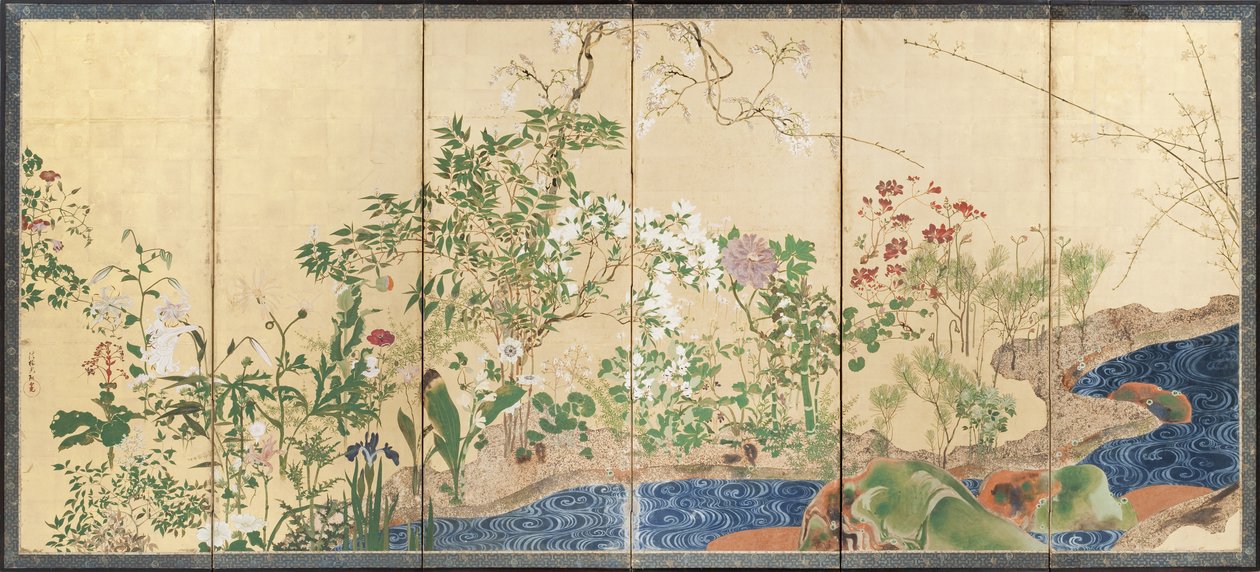 Vårens och höstens blommor av Ogata Korin