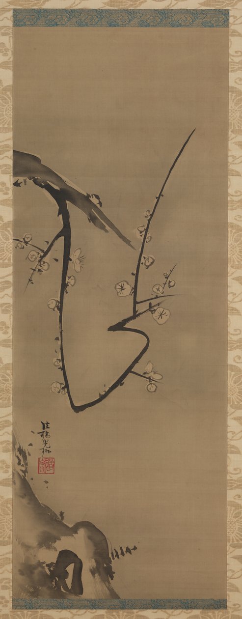 Prunus, hängande rulle, ca 1700 (bläck på siden) av Ogata Korin