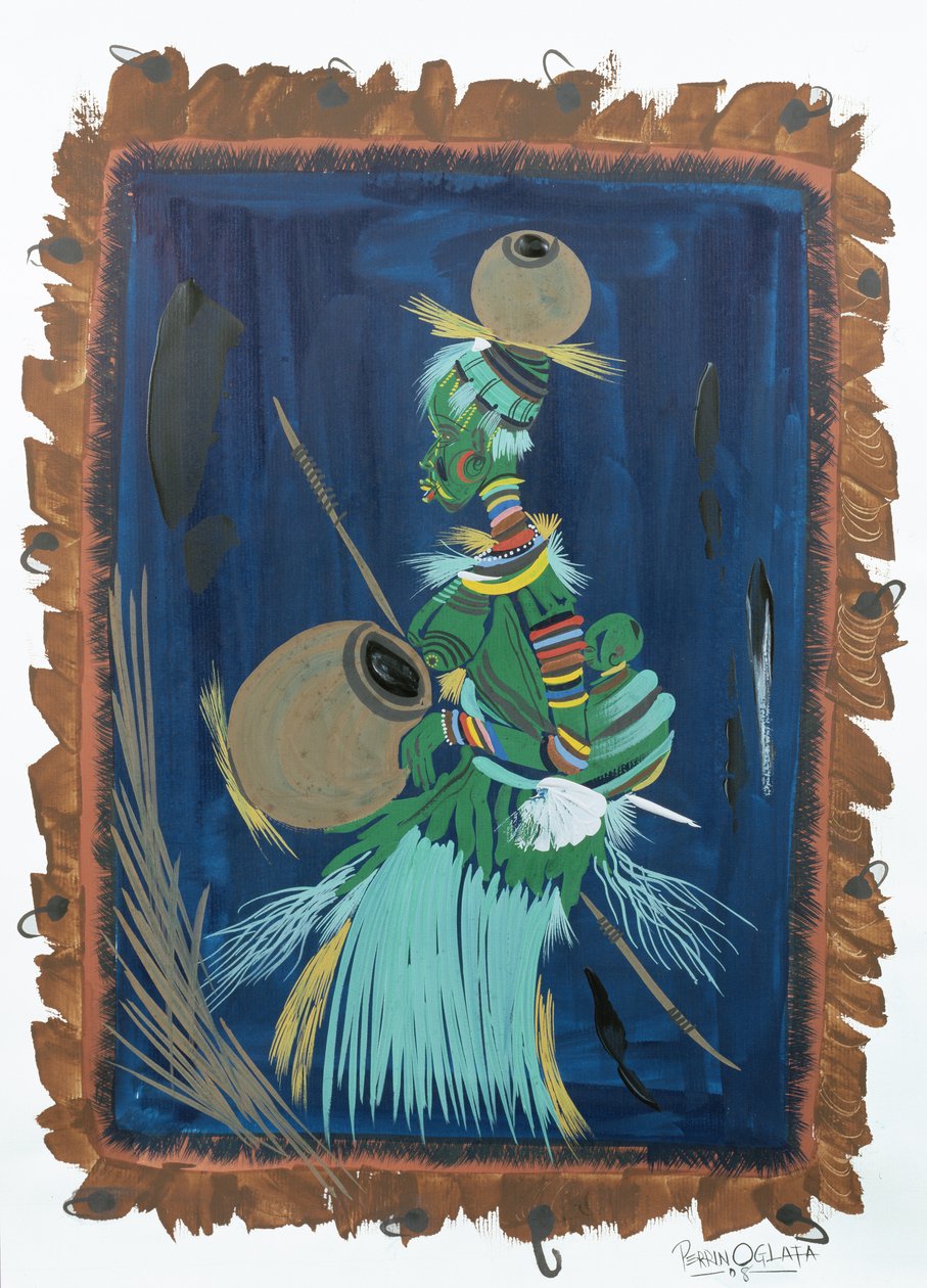 Mödrastöd. 2008 (akryl och gouache på papper) av Oglafa Ebitari Perrin