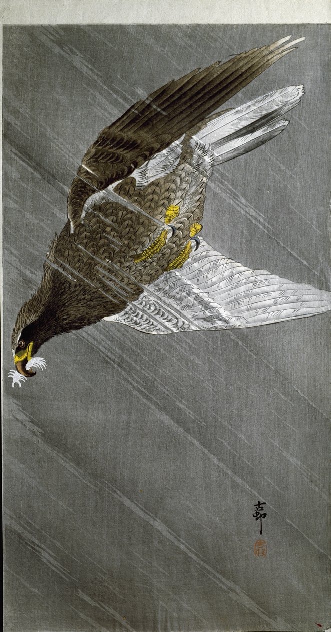 En örn som dyker efter sitt byte, 1910 av Ohara Koson