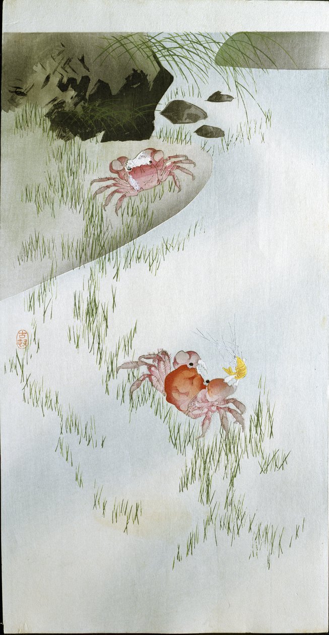 Två röda krabbor, 1905 av Ohara Koson