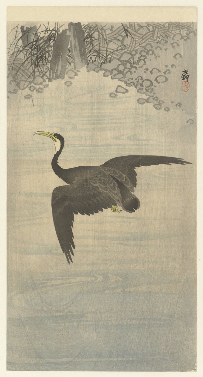 skarv i flykt av Ohara Koson
