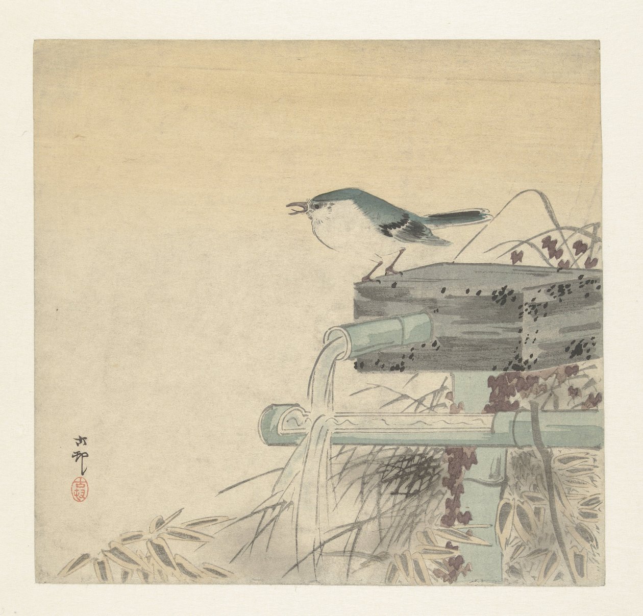 blå näktergal av Ohara Koson