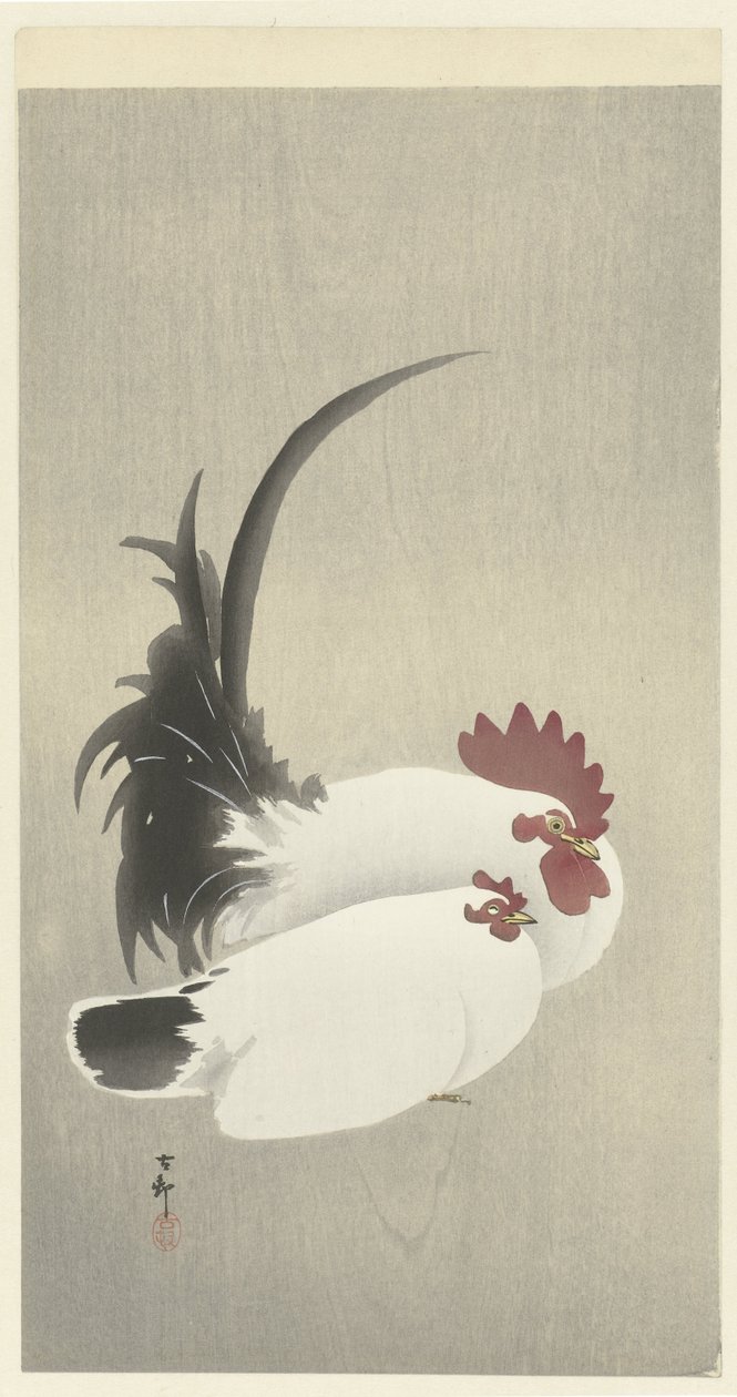 tupp och höna av Ohara Koson