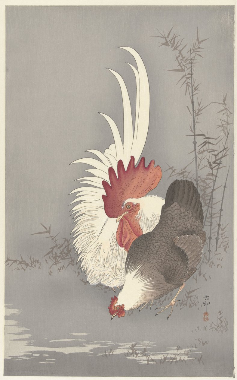 Tupp och kyckling av Ohara Koson