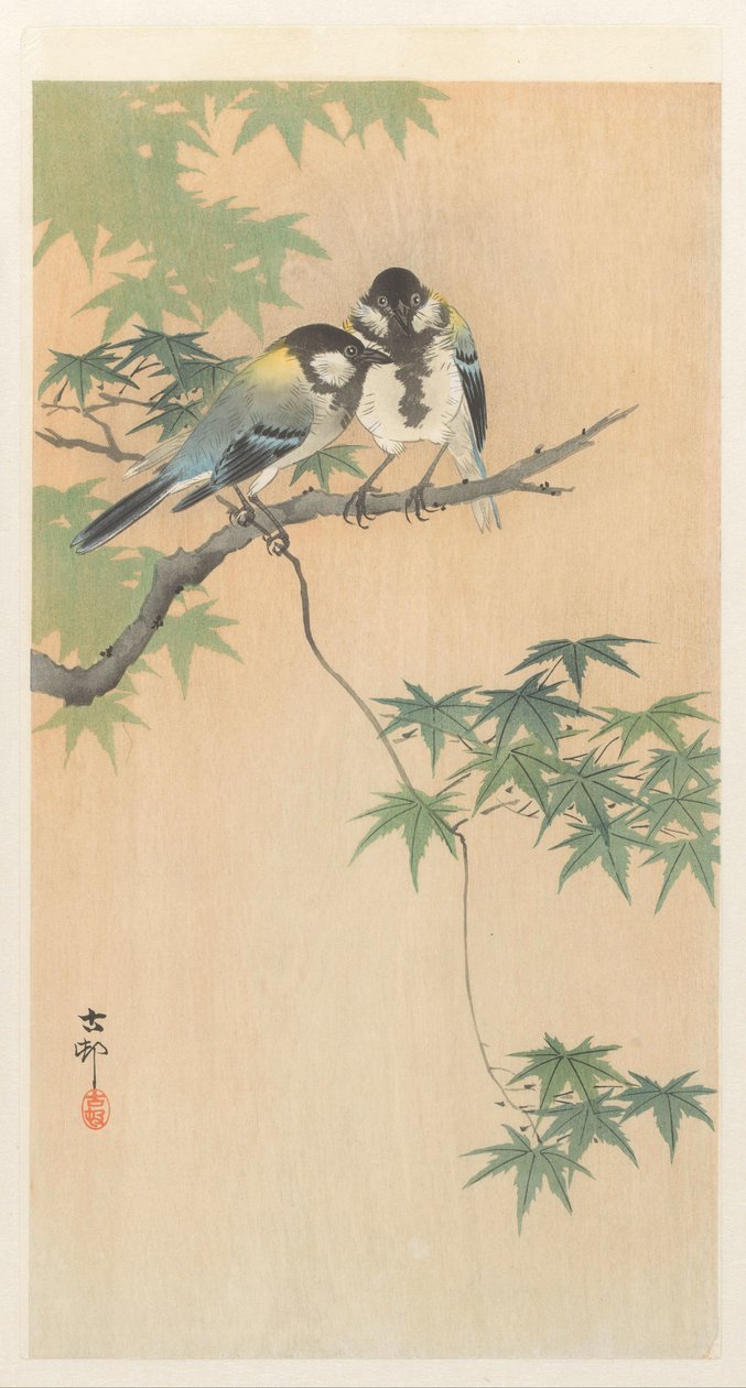 Talgoxar på lönngren av Ohara Koson