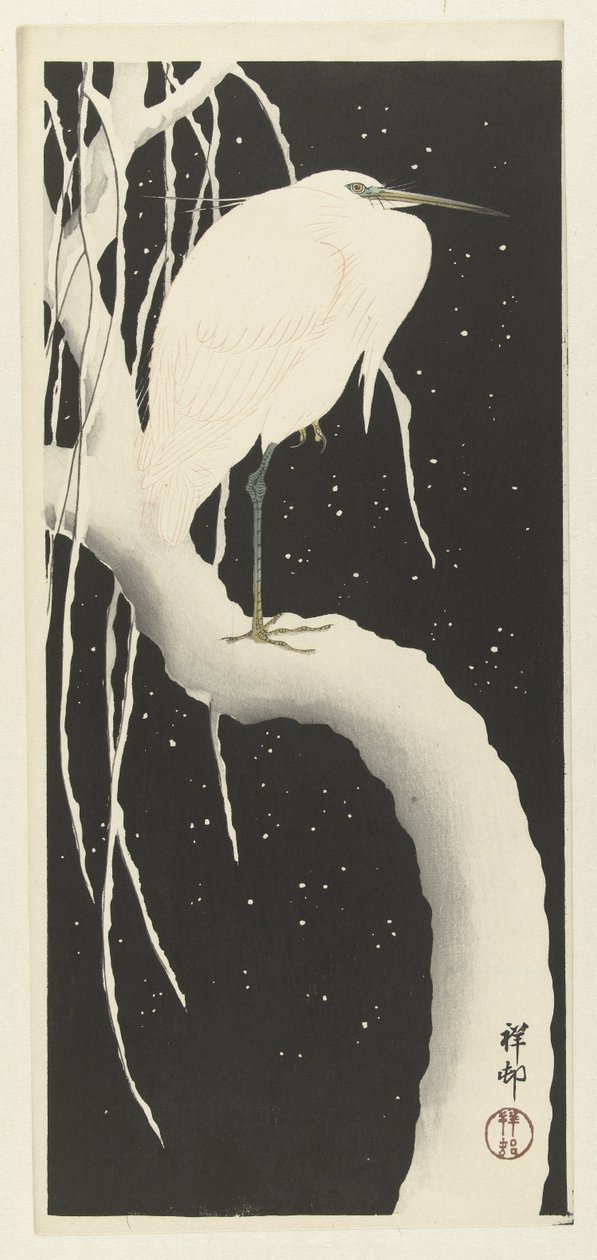Häger i snö av Ohara Koson